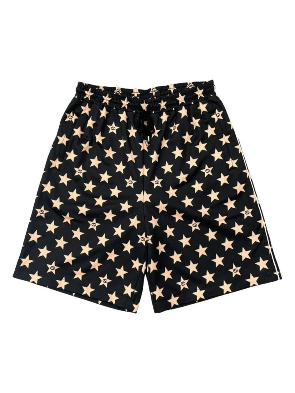 Gucci Shorts Star Interlocking G Technical Jersey Logo Black Pink Gold L